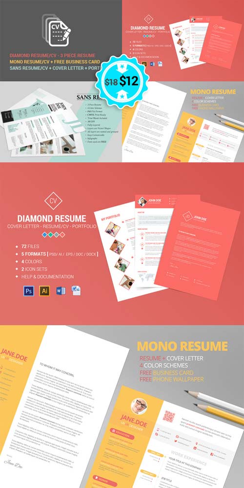 CreativeMarket Resume - CV - No1 Bundle