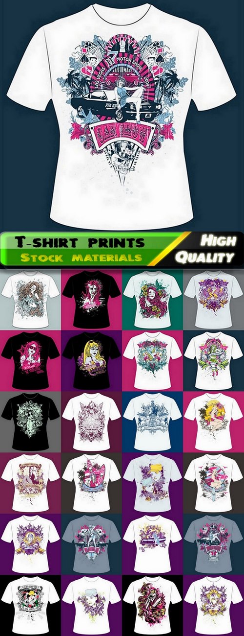 T-shirt prints design in vector from stock #34 - 25 Eps