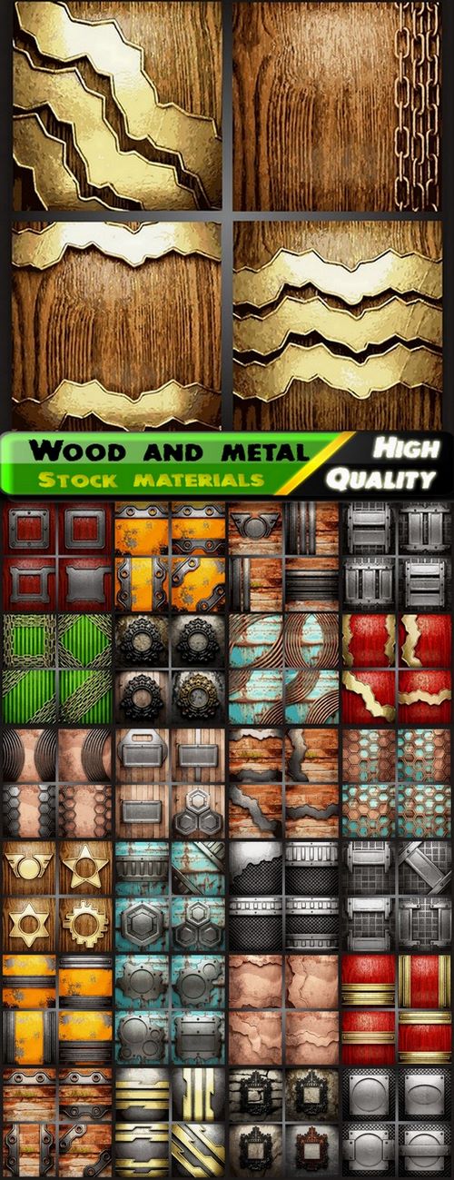 Realistic wood and metal backgrounds - 25 Eps