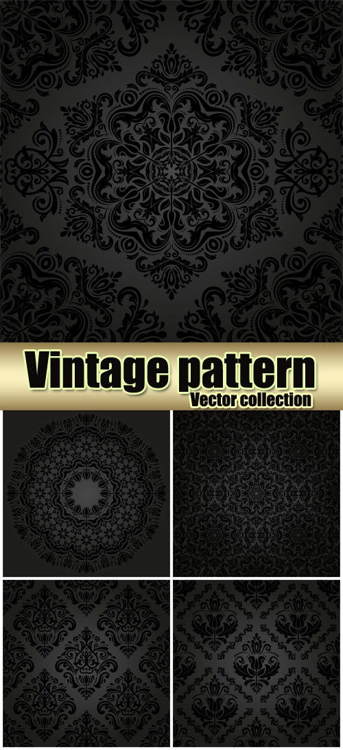 Vintage background with patterns, black backgrounds vector