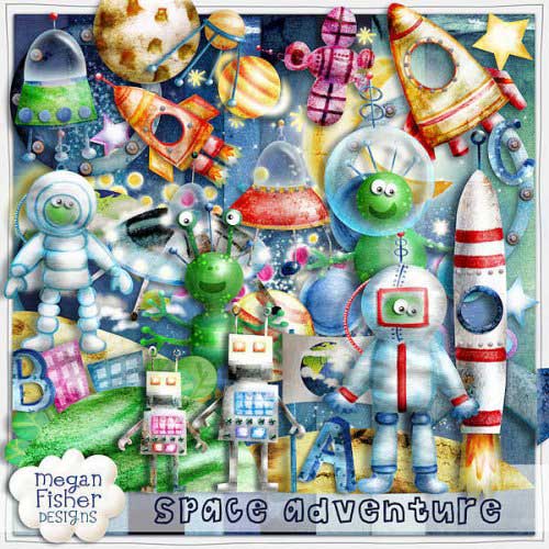 Космический детский скрап-комплект - Космические приключения