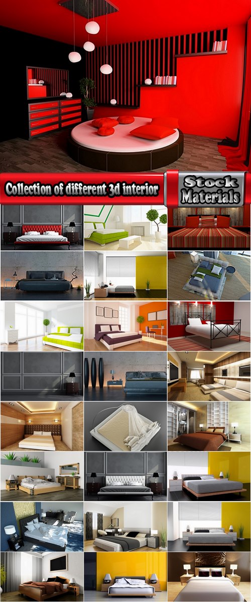 Collection of different 3d interior bedroom 25 HQ Jpeg