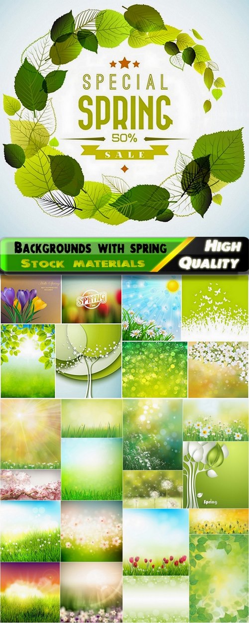 Green backgrounds with spring landscapes 3