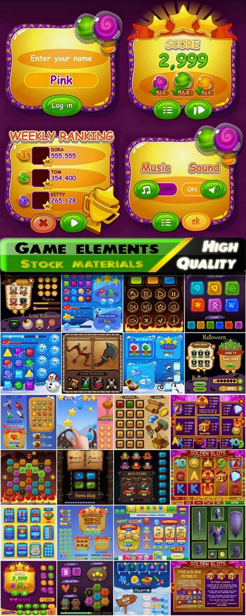Game design elements in vector from stock #6 - 25 Eps
