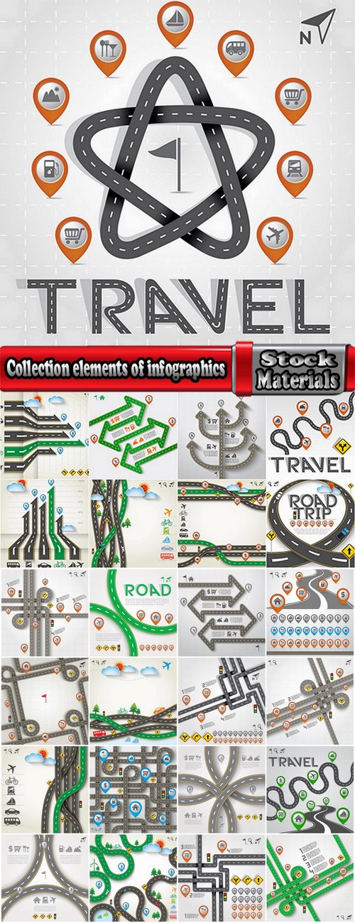 Collection elements of infographics vector image #22-25 Eps