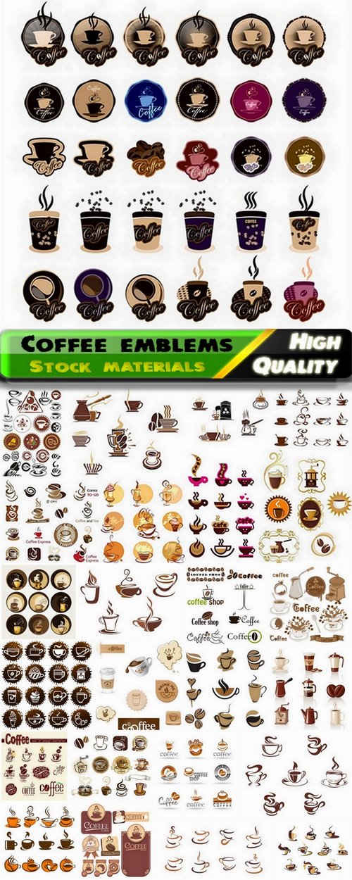 Labels and logos and emblems for Coffee - 25 Eps