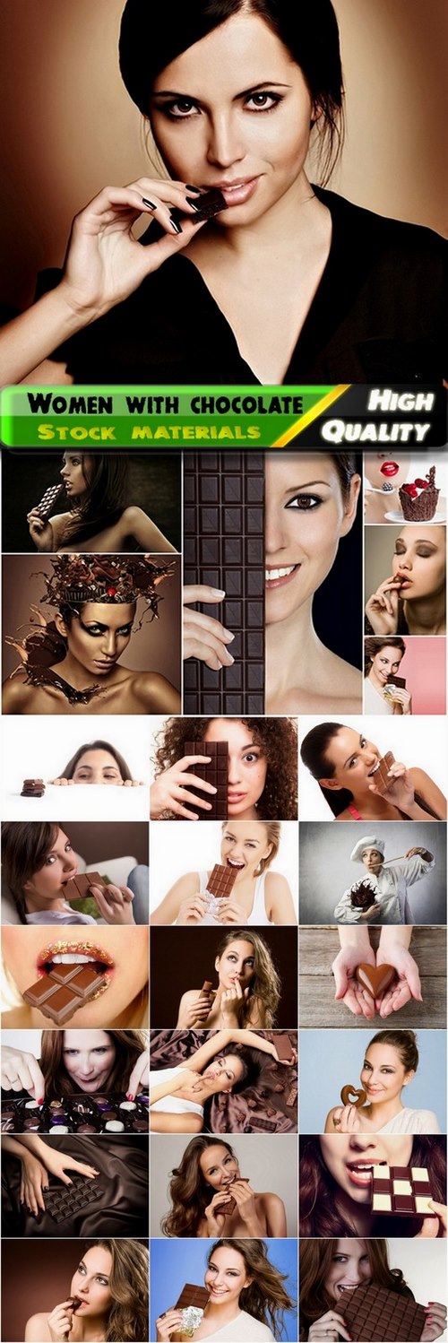 Beauty women with chocolate bars and candies - 25 HQ Jpg