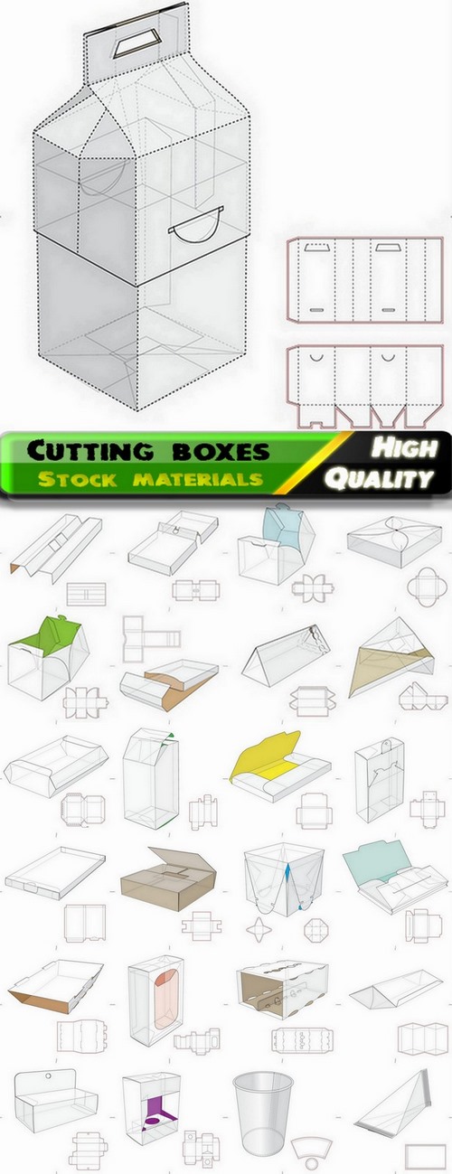 Template for cutting boxes in vector from stock #16 - 25 Eps