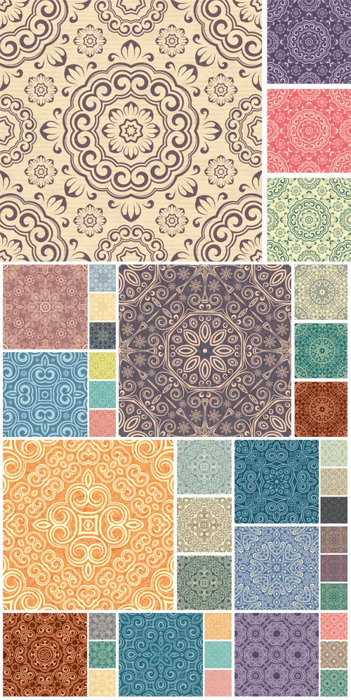 Set of seamless vector floral texture
