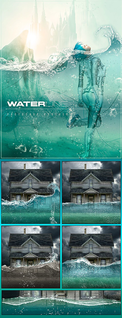 DAZ3D: Ron's Waterline (Photoshop Brushes & 10 Bonus PSD Layers)