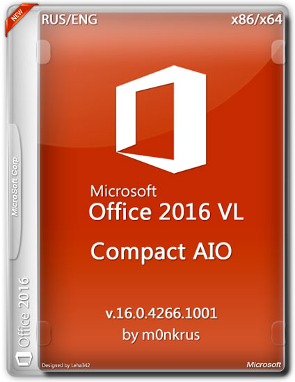 Microsoft Office 2016 VL x86/x64 Compact AIO by m0nkrus (RUS/ENG)