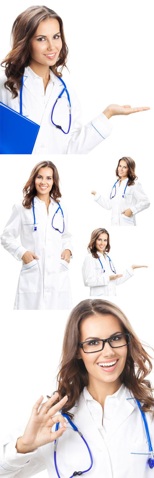 Doctor, woman in a white coat - Stock photo
