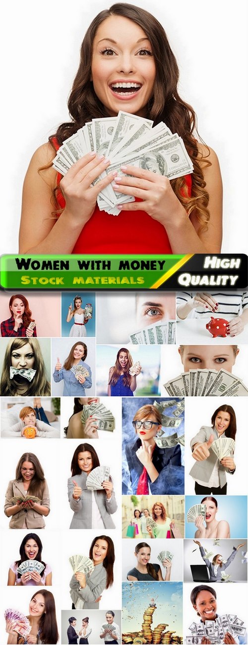 Girls and business woman with money - 25 HQ Jpg