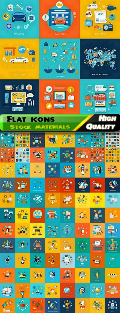 Flat icons and elements for web or app design - 25 Eps