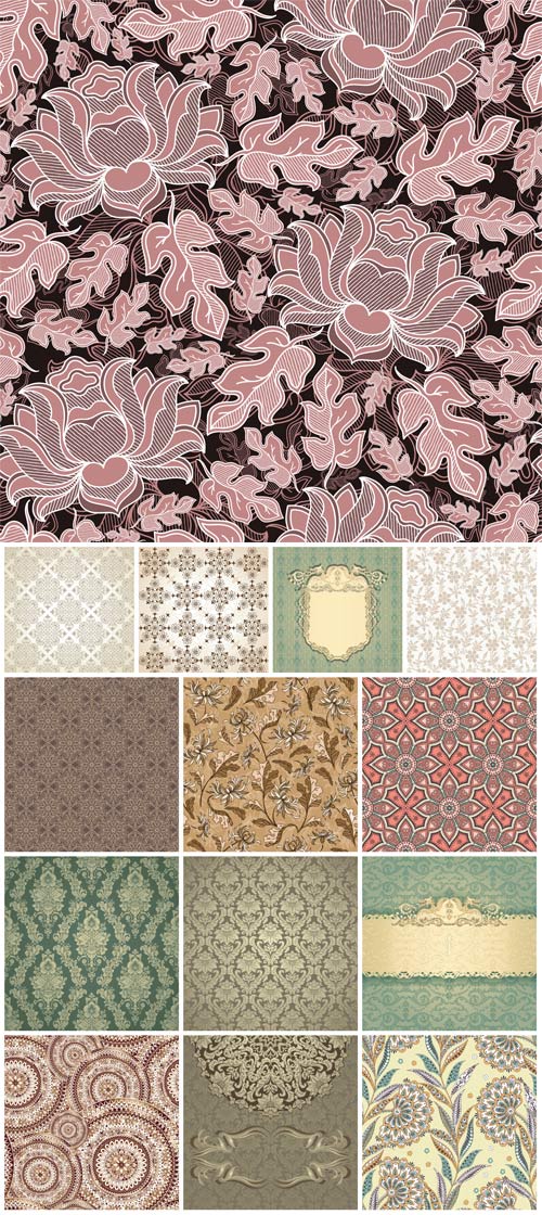 Vintage pattern, floral vector