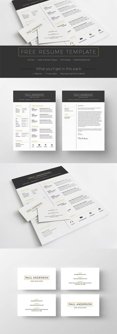 Clean and Modern Design Resume and Business Card Templates 3