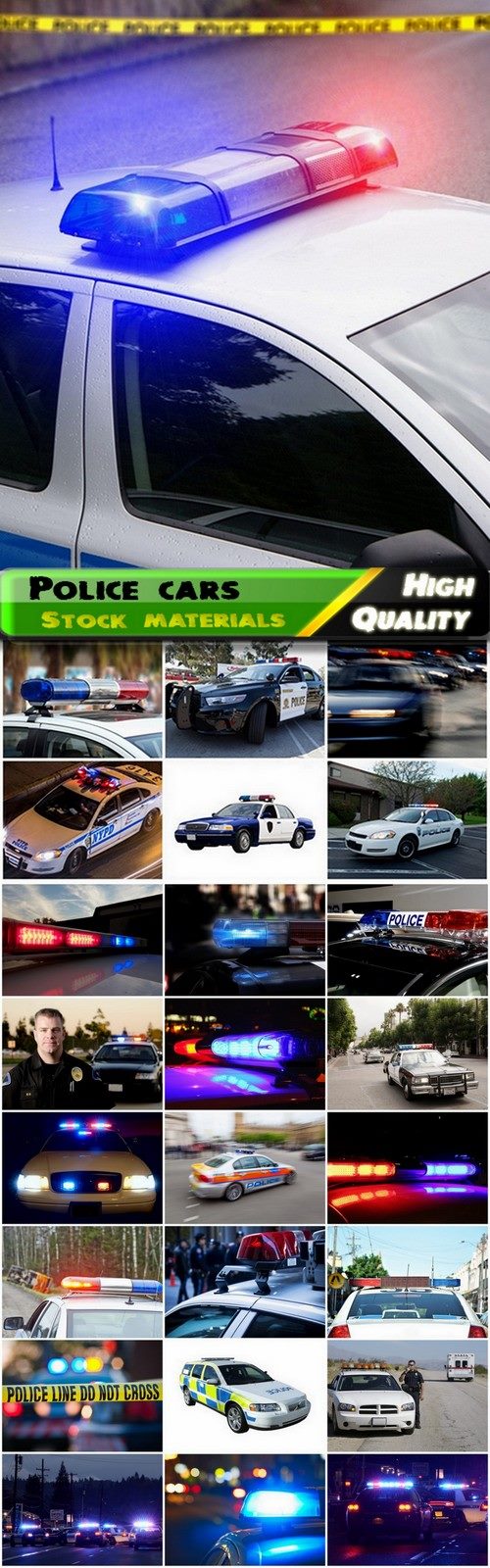 Police cars with red-blue flashing lights - HQ Jpg