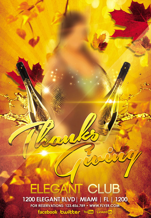 Flyer PSD Template - Thanksgiving Party + Facebook Cover 4