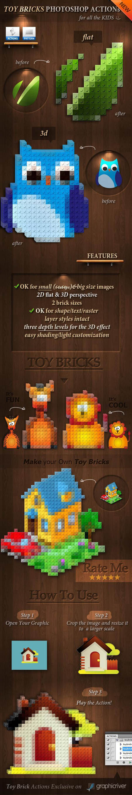 GraphicRiver - 3D Toy Bricks Photoshop Actions 3924994