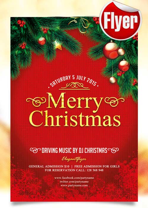 Merry Christmas Flyer Template + Facebook Cover