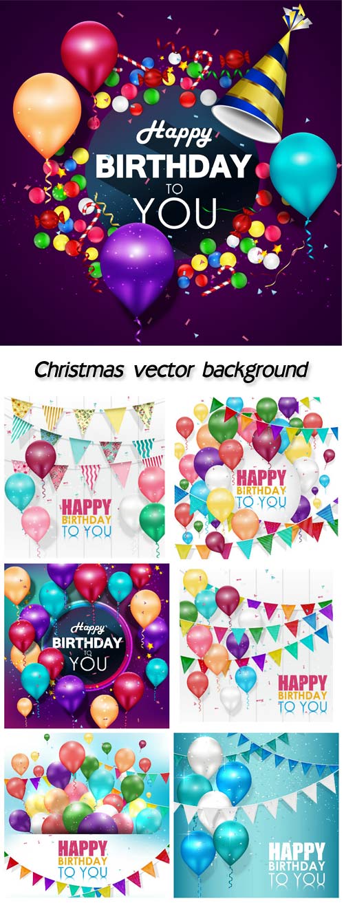 Happy birthday, garlands and balloons vector