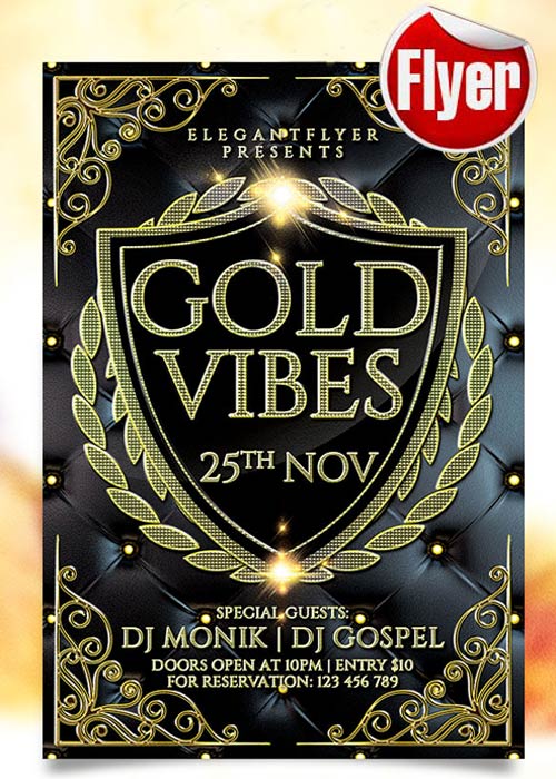 Gold Vibes Flyer Template + Facebook Cover