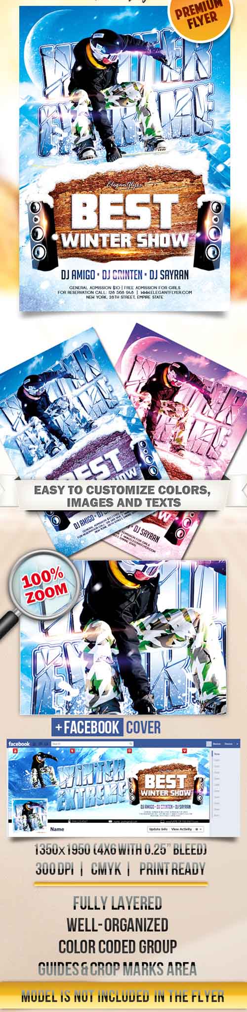 Flyer PSD Template - Winter Extreme + Facebook Cover 6