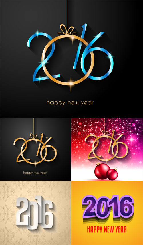Vector Set - 2016 Happy New Year Backgrounds 3