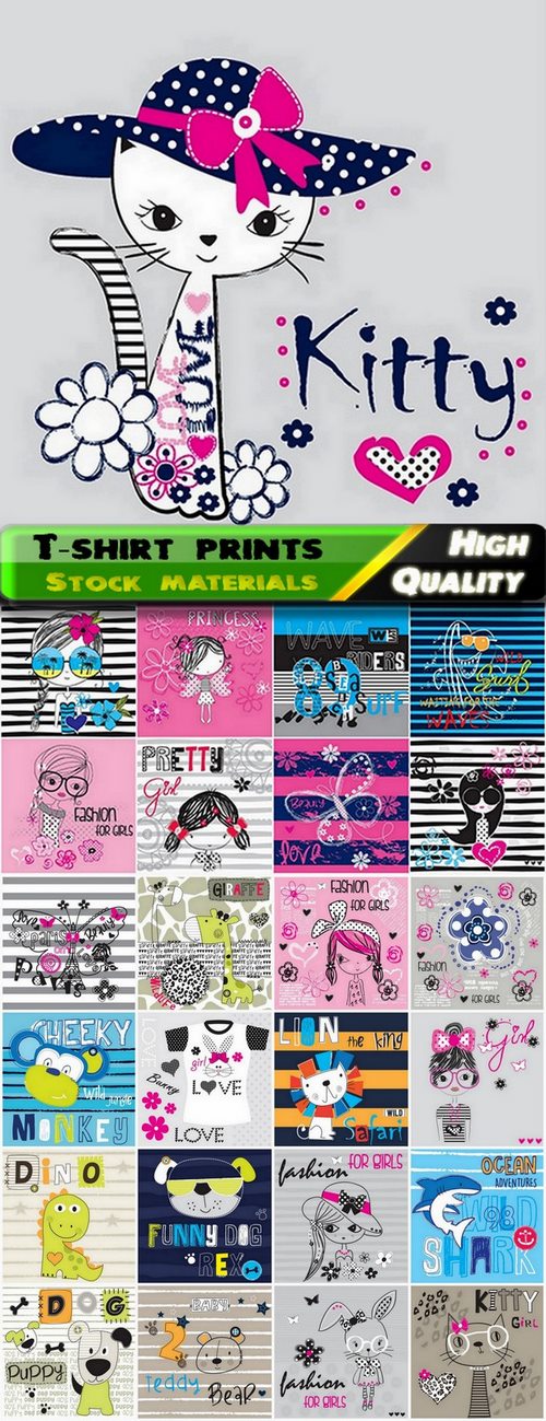 Cute t-shirt prints design for children - 255 Eps