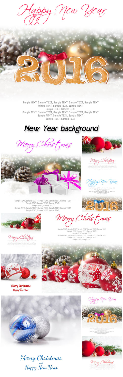 2016 New Year background with Christmas balls