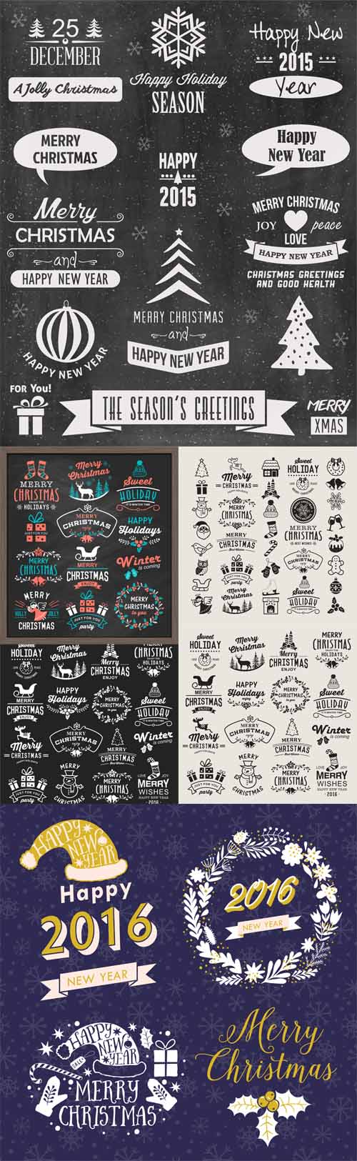 Vector Christmas design elements, logos, badges, labels, icons decoration and object set 3