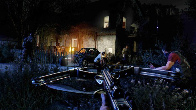 Скриншот игры Dying Light: The Following, изображена команда главного героя