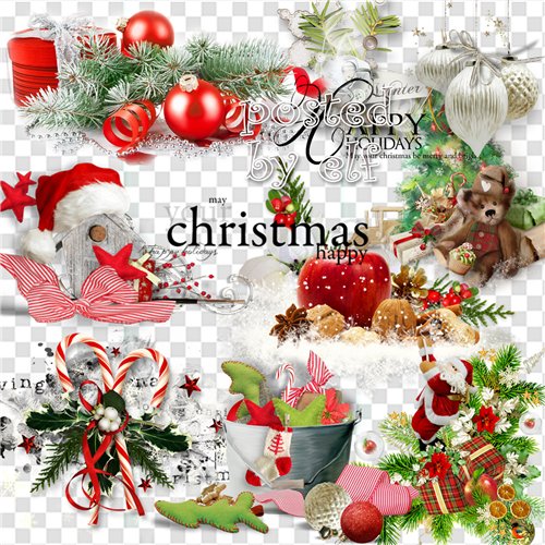  Новогодние, рождественские клипарты, кластеры, вырезы png - Украшения к любимому празднику
