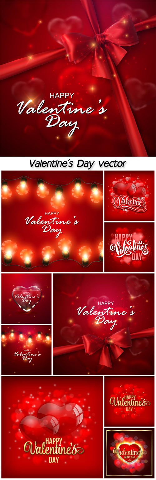 Valentine's Day vector background with red hearts