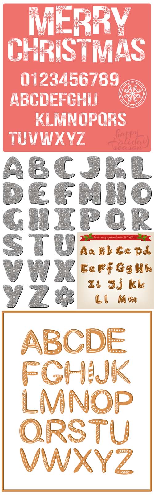Vector Set - Christmas stylized alphabet 3