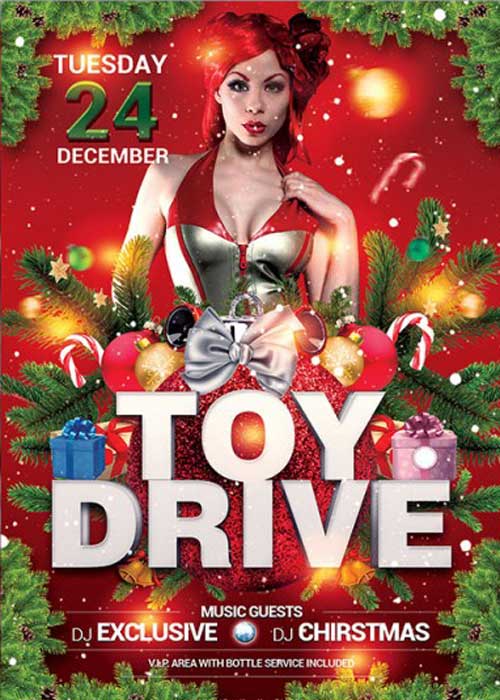 Toy Drive Party Premium Flyer Template + Facebook Cover