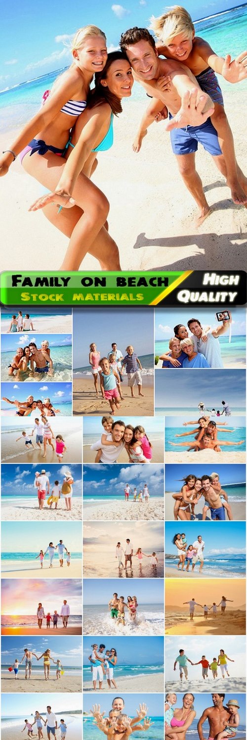 Family with children resting on the beach - 25 HQ Jpg
