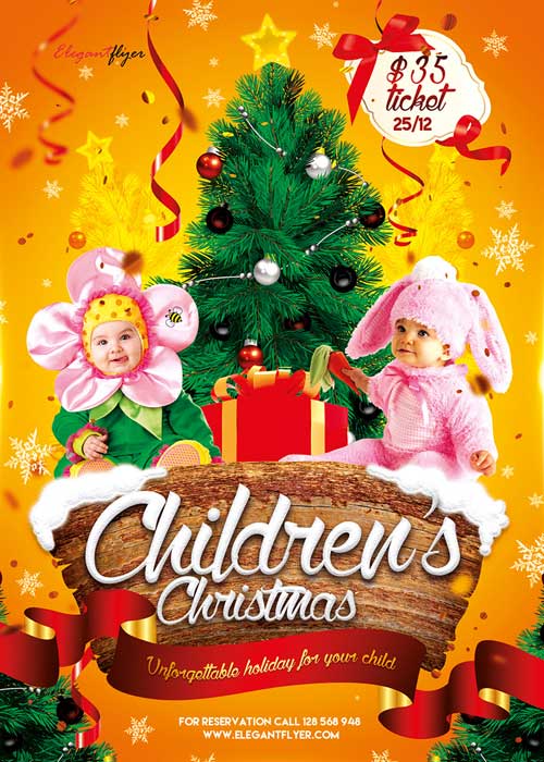 Children’s Christmas Flyer PSD Template + Facebook Cover