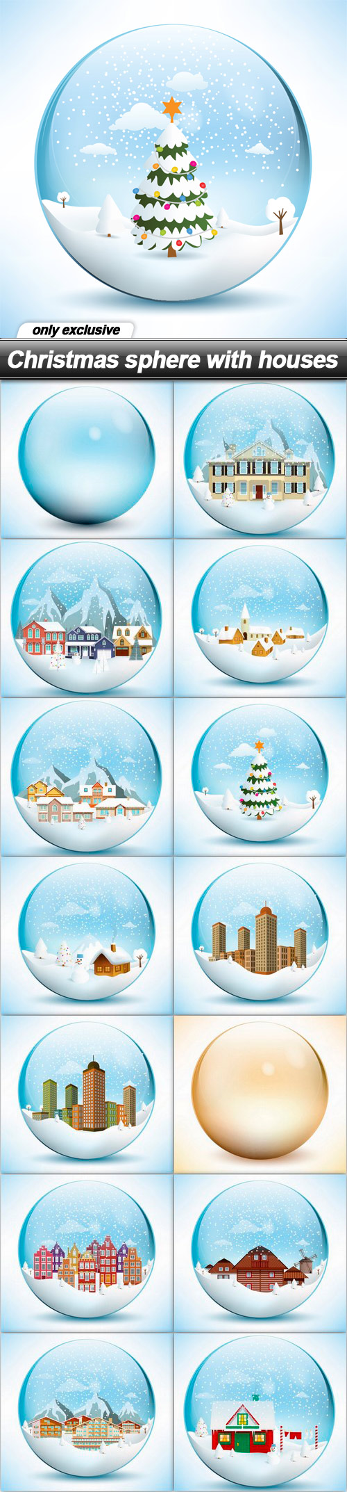Christmas sphere with houses - 14 EPS