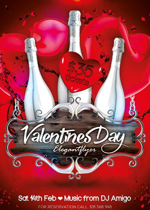 Valentines Day V02 Flyer PSD Template + Facebook Cover