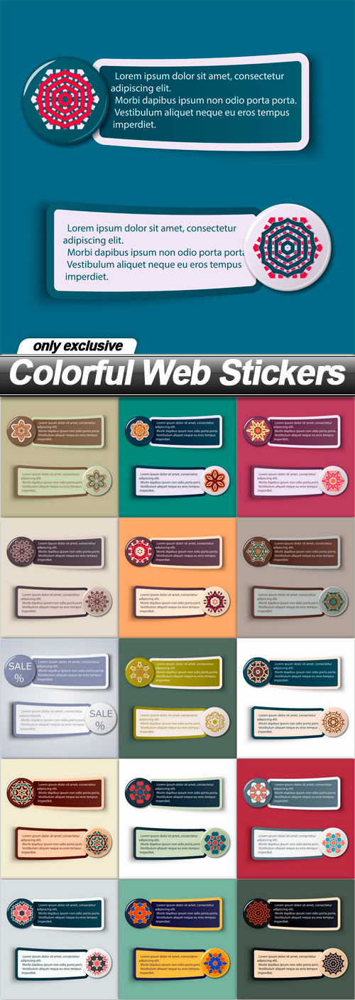 Colorful Web Stickers - 16 EPS