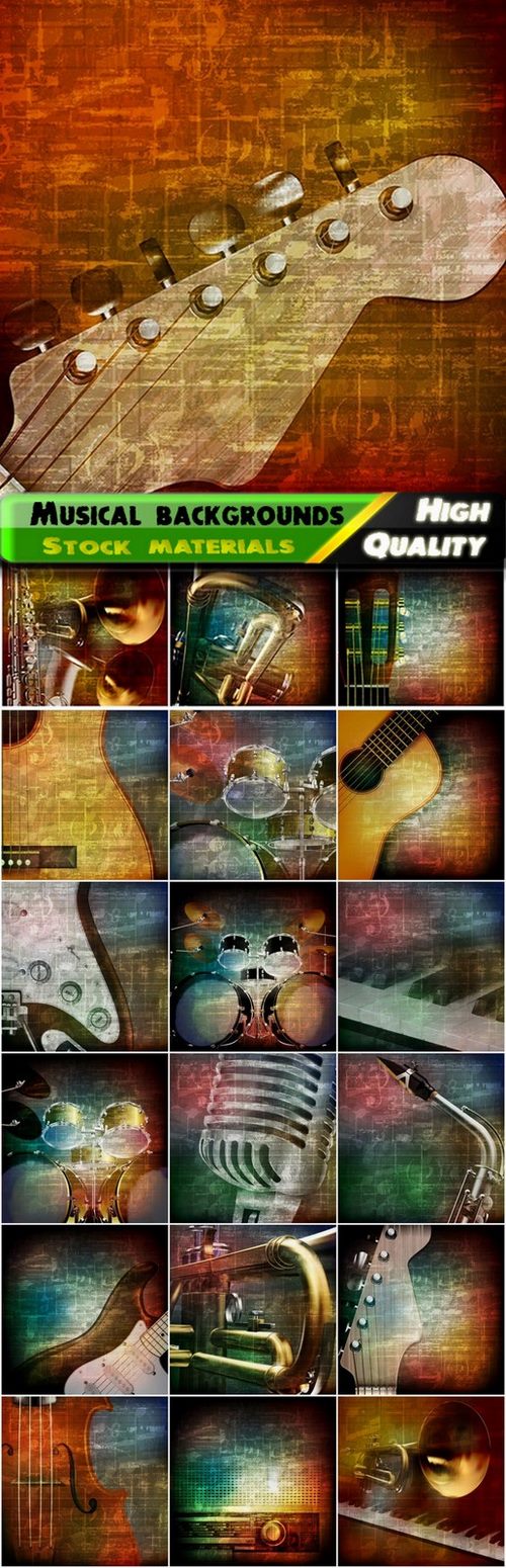 Musical backgrounds with music instruments - 20 Eps