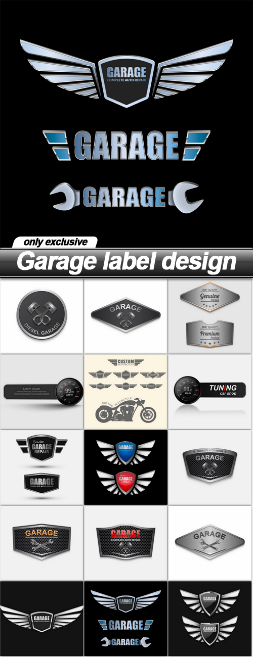 Garage label design - 15 EPS