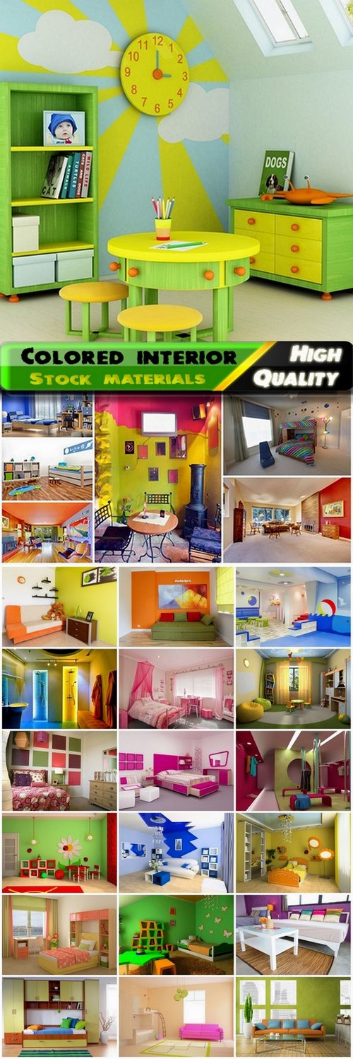 Colored interior of home rooms and nursery - 25 HQ Jpg