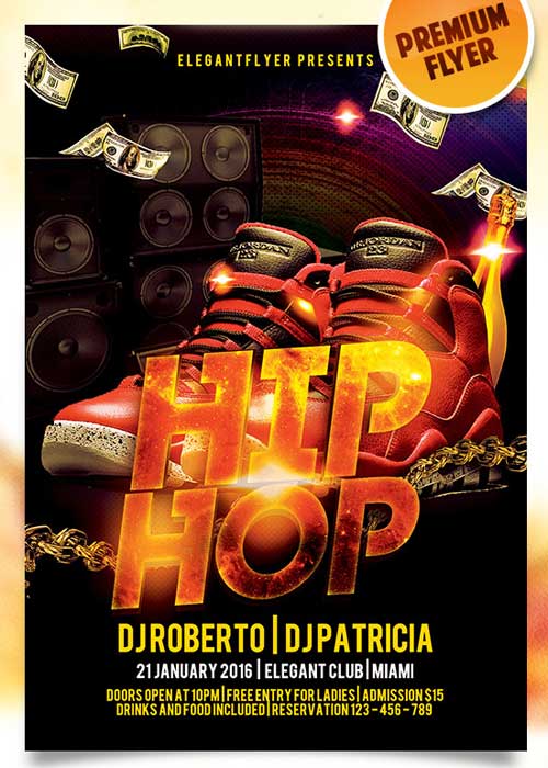 Hip Hop Flyer PSD Template + Facebook Cover