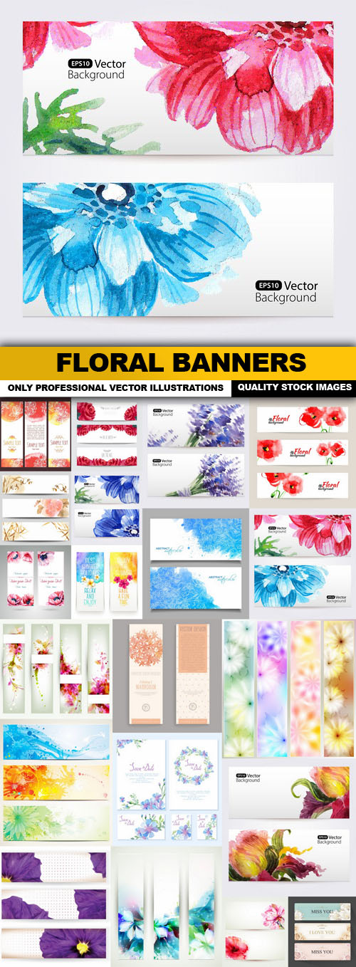 Floral Banners - 20 Vector
