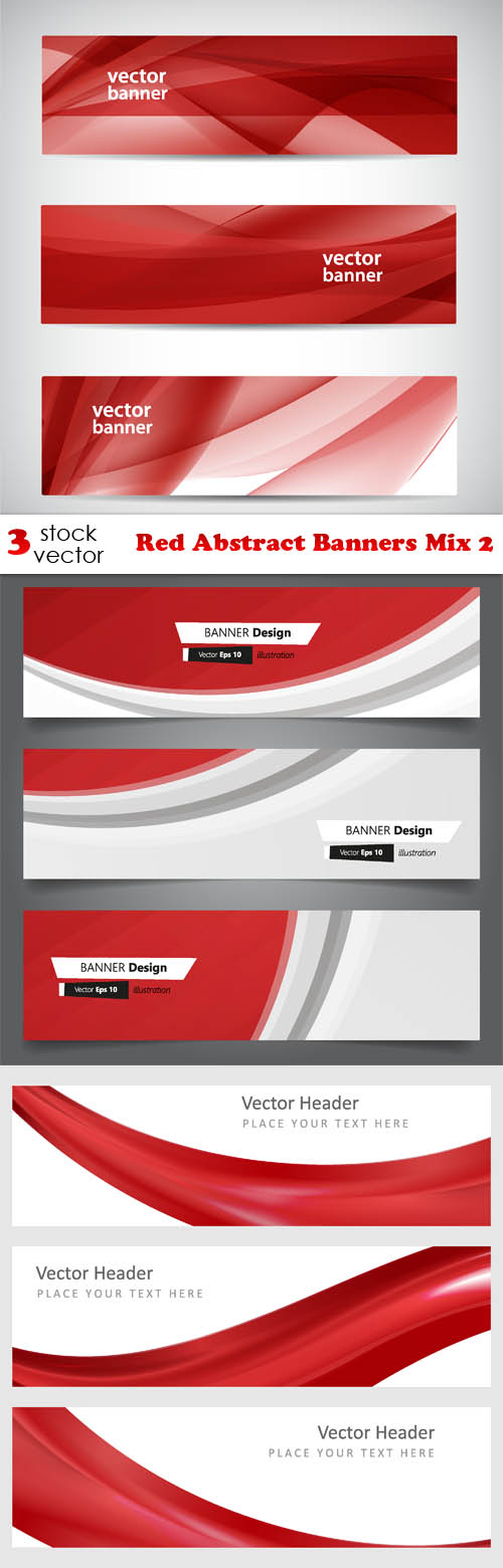 Vectors - Red Abstract Banners Mix 2