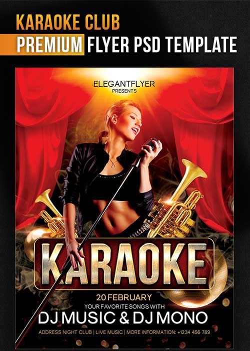 Karaoke Club Flyer PSD Template + Facebook Cover