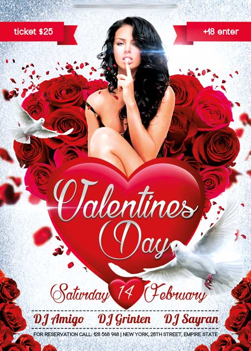 Valentines Day V03 Flyer PSD Template + Facebook Cover