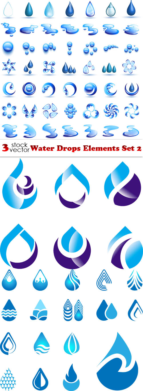 Vectors - Water Drops Elements Set 2